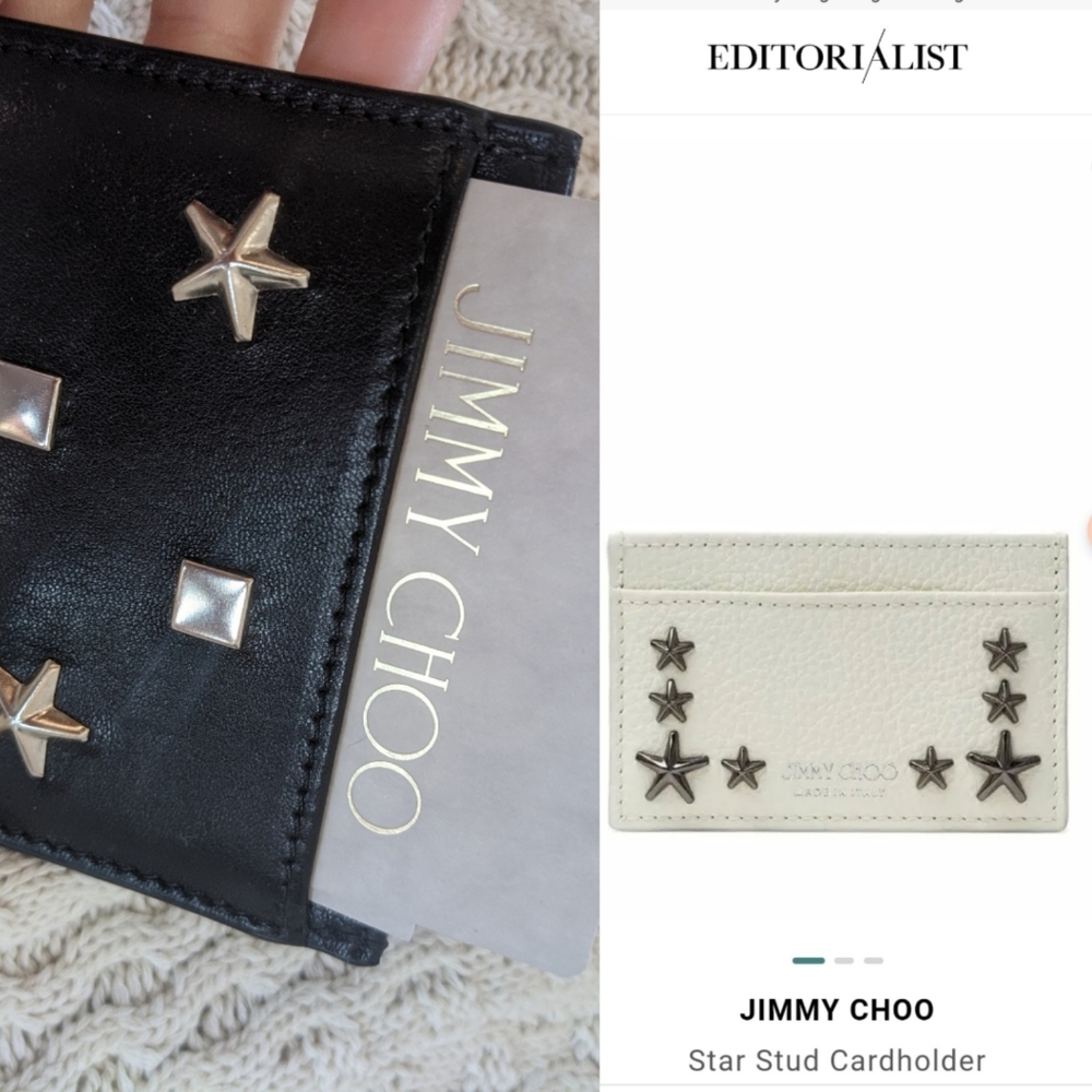 Nwot Jimmy Choo Black leather star stud punk cardholder w cert